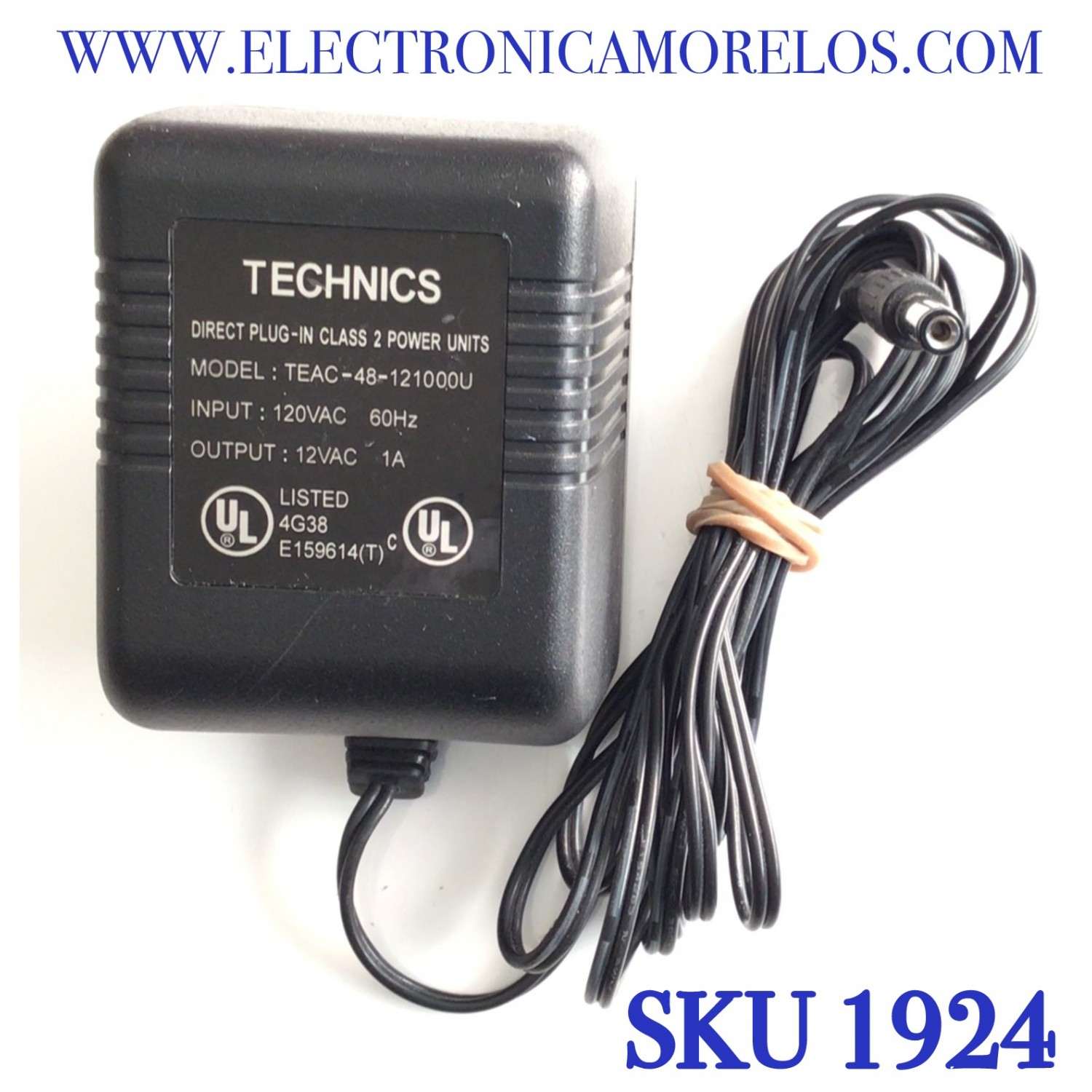 CARGADOR / ADAPTADOR DE FUENTE DE ALIMENTACION TECHNICS VCA-VCD / NUMERO DE PARTE TEAC-48-121000U / ENTRADA VCA 120V 60HZ / SALIDA VCD 12V 1A / MODELO TEAC-48-121000U